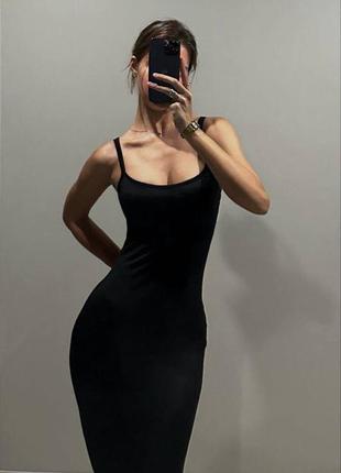 Трендовое женское облегающее длинное "голо" платье из вискозы и на бретельках3 фото