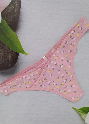 Хлопковые цветочные трусики pink victoria secret