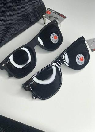 Чоловічі сонцезахисні окуляри ray ban wayfarer polaroid рей бен вайфаєр унісекс чорні антиблик з поляризацією7 фото