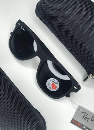 Чоловічі сонцезахисні окуляри ray ban wayfarer polaroid рей бен вайфаєр унісекс чорні антиблик з поляризацією10 фото