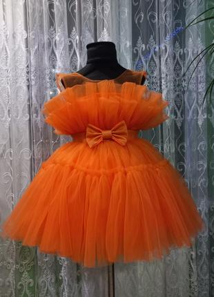 Оранжевое детское платье для девочки на праздники