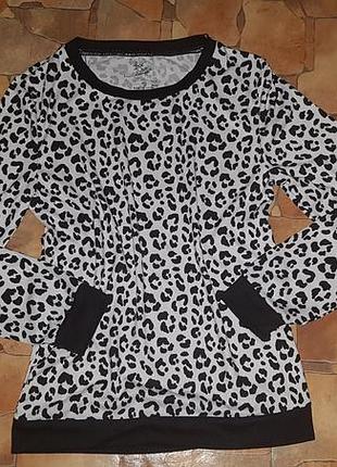Распродажа! домашняя теплая кофта леопард микрофибра, машинная вязка love to lounge xs 6/8 р