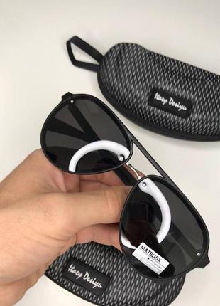 Чоловічі сонцезахисні окуляри matrix polaroid крапельки чорні авіатор матрікс антиблікові з поляризацією очки4 фото