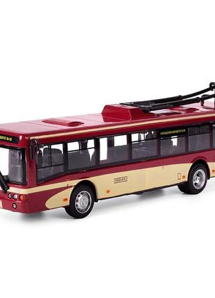 Троллейбус 6407b "автопарк" 1:72  металлический (красный)