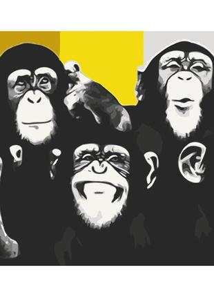 Картина за номерами без підрамника "веселі шимпанзе" art craft  11510-acnf 40х50 см1 фото