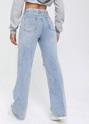 Широкие джинсы с рваными коленями shein wide leg8 фото