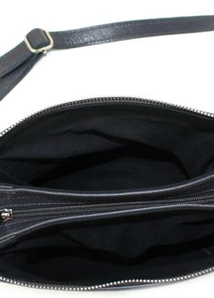 Невелика жіноча шкіряна сумка borsacomoda темно-сіра6 фото