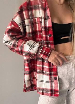 Трендовая женская кашемировая рубашка в клетку