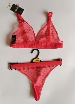 Комплект білизни george red mesh hearts