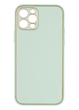 Чехол leather gold with frame without logo для iphone 12 pro цвет 6, mint