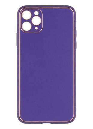 Чехол для iphone 11 pro max leather gold with frame without logo цвет 13 white9 фото