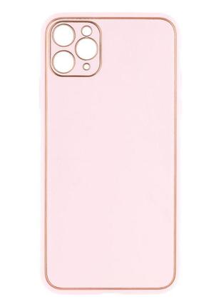 Чехол для iphone 11 pro max leather gold with frame without logo цвет 13 white5 фото