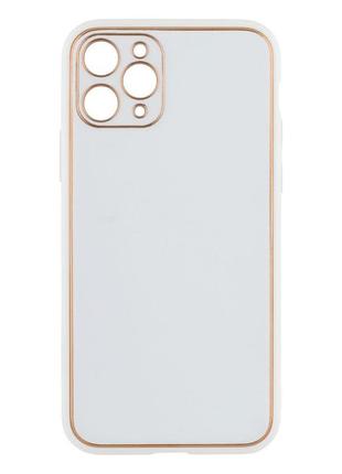 Чохол для iphone 11 pro leather gold with frame without logo колір 13 white