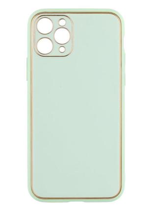 Чехол для iphone 11 pro leather gold with frame without logo цвет 13 white7 фото