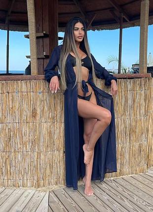 Шифоновая пляжная туника длинная пляжная туника шифон шифоновое длинное парео