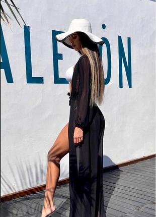 Шифоновая пляжная туника длинная пляжная туника шифон шифоновое длинное парео