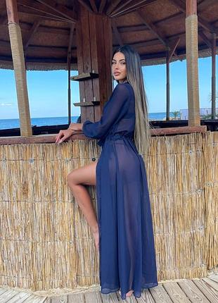 Шифоновая пляжная туника длинная пляжная туника шифон шифоновое длинное парео