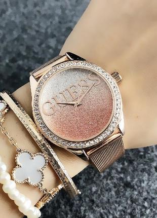 Жіночий наручний годинник із камінчиками люкс якість на металевому ремінці7 фото