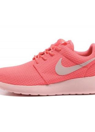 Женские розовые(коралловые) кроссовки nike roshe run - r0071 фото