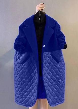 Женское комбинированное пальто весна осень3 фото