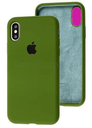 Силиконовый чехол на iphone x / xs (хаки)2 фото