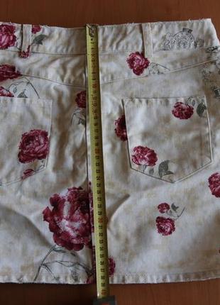 Джинсовая юбка с цветами, размер 44-46 (14р)4 фото