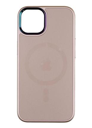 Чехол tpu+pc foggy with magsafe для iphone 14 цвет pink sand