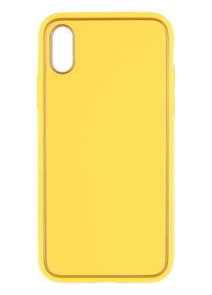 Чехол для iphone x для iphone xs leather gold with frame without logo цвет 9 yellow1 фото