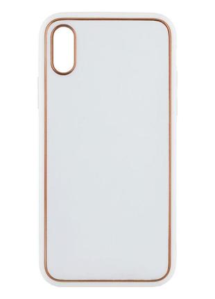 Чехол для iphone x для iphone xs leather gold with frame without logo цвет 13 white1 фото