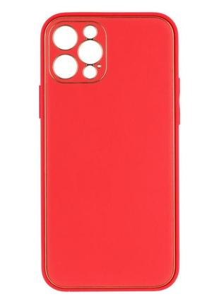 Чехол для iphone 12 pro leather gold with frame without logo цвет 2 red