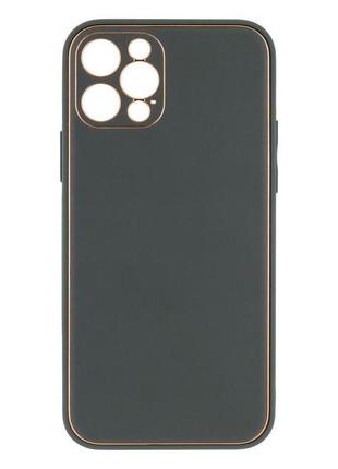 Чехол для iphone 12 pro leather gold with frame without logo цвет 2 red10 фото