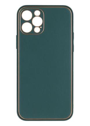 Чехол для iphone 12 pro leather gold with frame without logo цвет 2 red6 фото