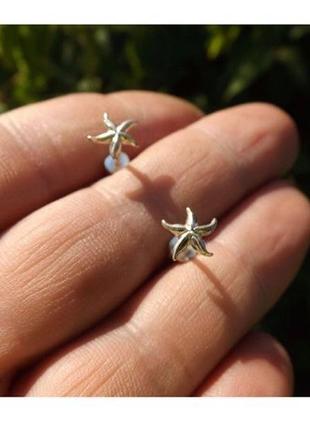 Серьги серебро 925 гвоздики морская звезда имп 20215