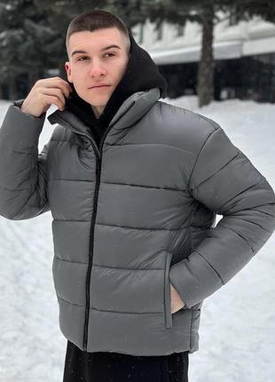 Мужская зимняя куртка темно-серая pobedov bubble gum5 фото