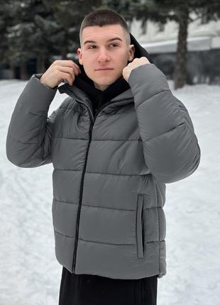Мужская зимняя куртка темно-серая pobedov bubble gum6 фото