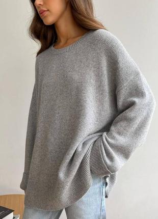 Жіночий светр oversize, кофта в'язана, светр однотонний вільного крою сірий