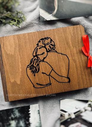 Фотоальбом з дерева для дівчини та хлопця | креативний подарунок на річницю, фотоальбом для закоханих