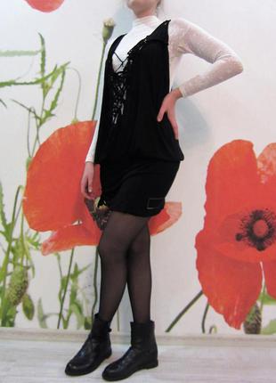 Оригинальное черное платье сарафан2 фото