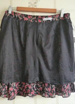 Multiblu, германия стильная юбка, юбочка миди в цветок роза 100% вискоза размер м- l4 фото