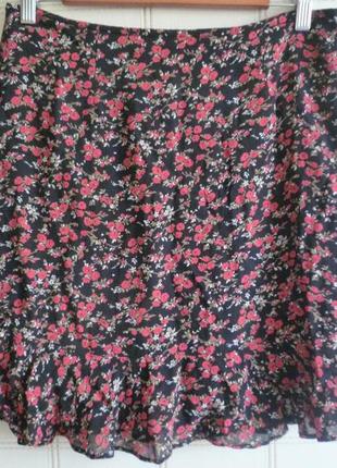 Multiblu, германия стильная юбка, юбочка миди в цветок роза 100% вискоза размер м- l5 фото