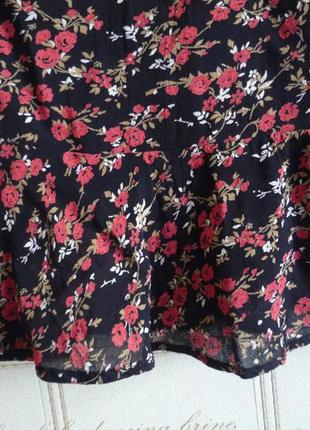 Multiblu, германия стильная юбка, юбочка миди в цветок роза 100% вискоза размер м- l10 фото