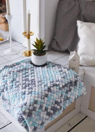 🩷💛💚ніжна плюшева дитяча ковдра💖 плюшеві пледи з пряжі alize puffy💕 плюшевий в'язаний...