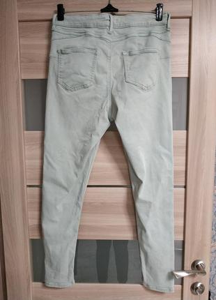Стильные высокие джинсы скинни мятного цвета7 фото