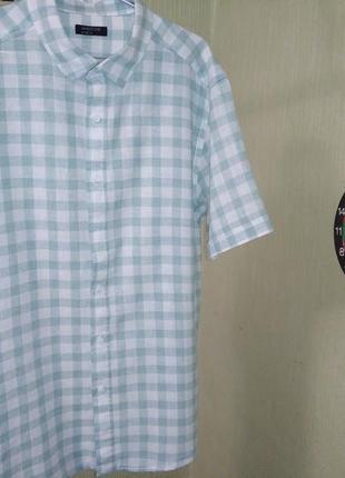 Летняя рубашка m&co на подростка лен с  хлопком р.s короткий рукав1 фото