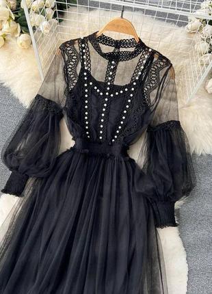 Роскошное платье, р.уни 42-44, черный6 фото