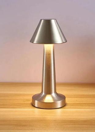 Настільна лампа металева з акумулятором el-sd-018 сріблястий