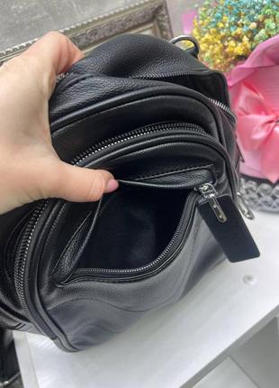 Черный практичный стильный рюкзак из экокожи люкс качества количество ограничено5 фото