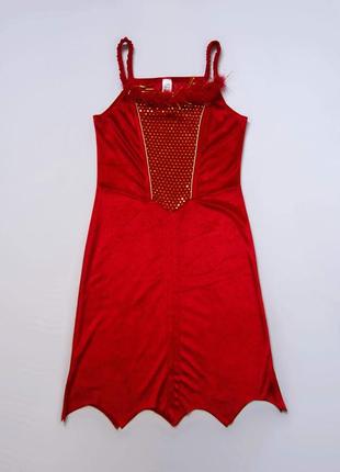 Продаю! размер 12-14 (m) женское карнавальное платье вампир, дьявол, огонь, хэллоуин, б/у.