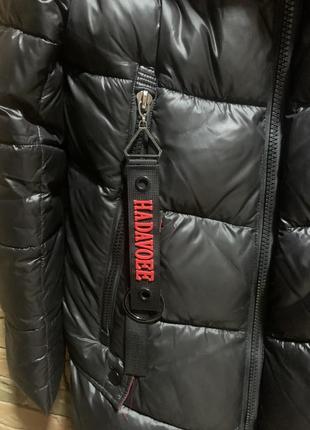 Пуховик, пальто жіноче стильне чорне з червоним оздобленням s, xs, m