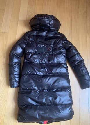 Пуховик, пальто жіноче стильне чорне з червоним оздобленням s, xs, m